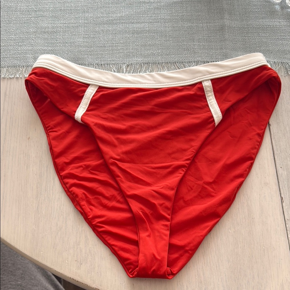 Red Bikini Bottom with White Trim